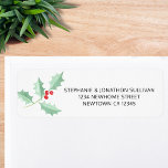 Watercolor Holly Return Address<br><div class="desc">This seasonal return address label is decorated with watercolor green holly and red berries.
Easily customizable with your name and new address.
Because we create our own artwork you won't find this exact image from other designers.
Original Watercolor Ā© Michele Davies.</div>
