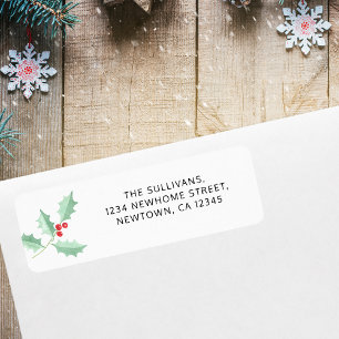 Watercolor Holly Return Address Label