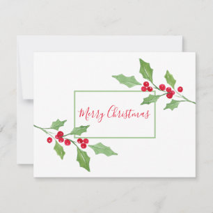 Watercolor Holly Sprig Card