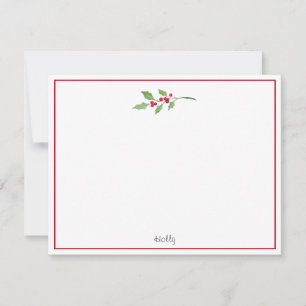 Watercolor Holly Sprig Card