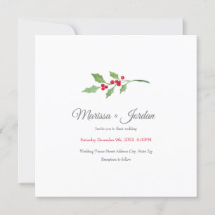 Watercolor Holly Sprig Invitation