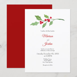 Watercolor Holly Sprig Invitation