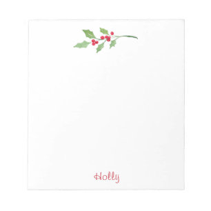 Watercolor Holly Sprig Notepad