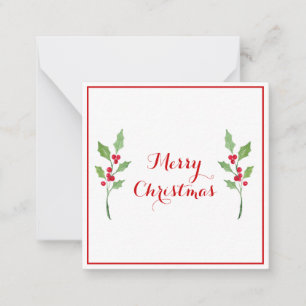 Watercolor Holly Sprigs Card