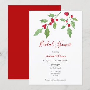 Watercolor Holly Sprigs Invitation