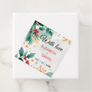 Watercolor Holly Wedding Christmas Elegant Favour Tags