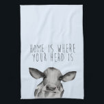 Watercolor Holstein Cow Kitchen Towel<br><div class="desc">Hand-painted Holstein with farmhouse saying</div>