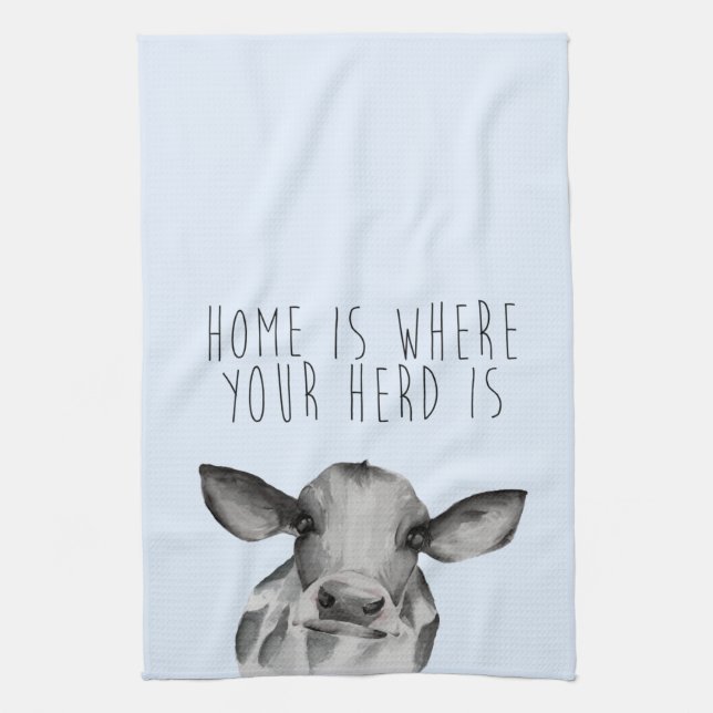 Watercolor Holstein Cow Kitchen Towel (Vertical)