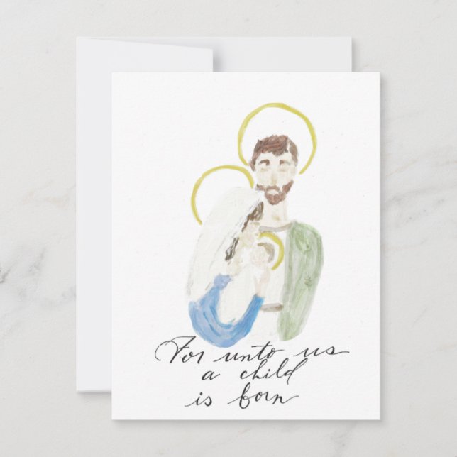 Watercolor Holy family Christmas card (Front)