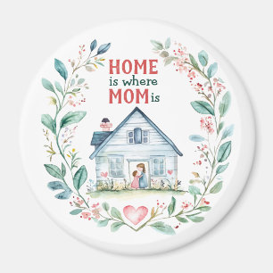 Watercolor Home is where Mom is Magnet