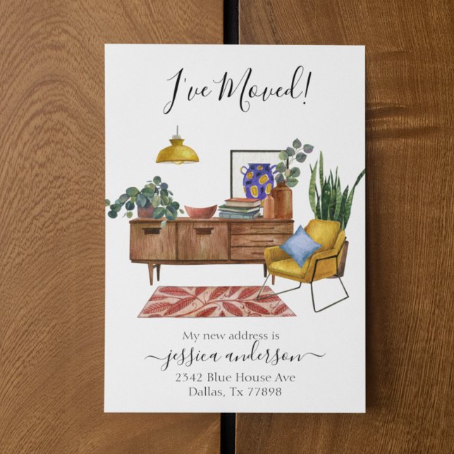 Watercolor Home Moving Announcement I've Moved Postcard (Creator Uploaded)