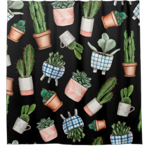 Watercolor home plants seamless pattern