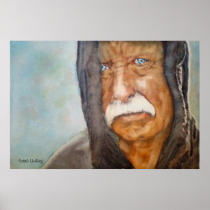 Watercolor Homeless Vietnam Veteran Soldier Poster