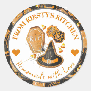 Watercolor Homemade Rustic Halloween Cookies Classic Round Sticker