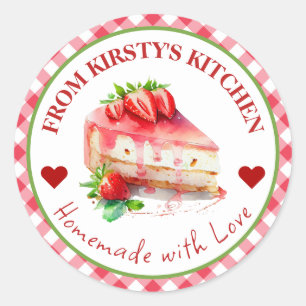 Watercolor Homemade Strawberry Cake Label