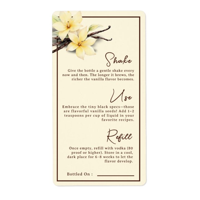 Watercolor Homemade Vanilla Extract Instruction (Front)