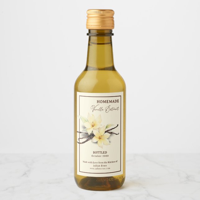 Watercolor Homemade Vanilla Extract Label Sticker (Front)