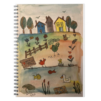 Watercolor Homes on a Hill Notebook