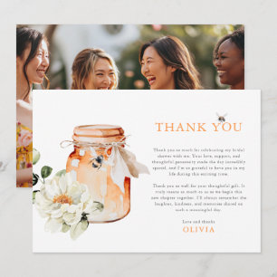Watercolor Honey Bee Bridal Shower Photo Thank You Card