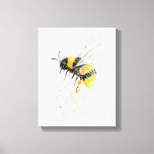 Watercolor Honey Bee Canvas Print (Front)
