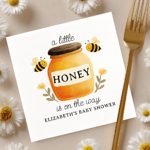 Watercolor Honey & Bees Baby Shower Yellow Napkin