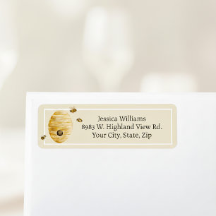 Watercolor Honey Bees Beehive Return Address