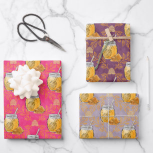 Watercolor Honey Jars Wrapping Paper Sheet