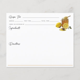 Watercolor Honey Lemon Recipe Card