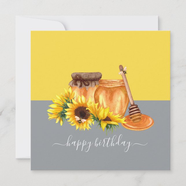 Watercolor Honey Still Life Birthday Card (Front)