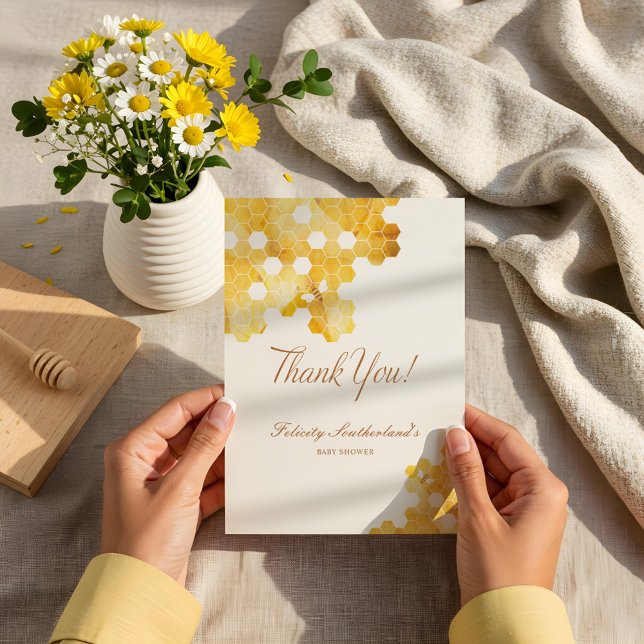 Watercolor Honeycomb & Bee Baby Shower Thank You (Watercolor Honeycomb & Bee Baby Shower Thank You)