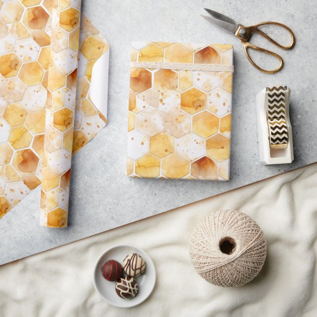 Watercolor Honeycomb Gift Wrap (Crafts)