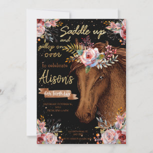 Watercolor horse birthday horse party invitation