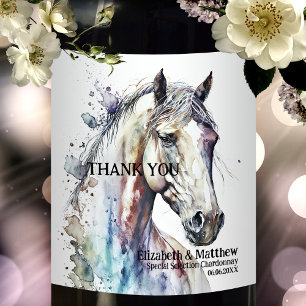 Watercolor Horse Equestrian Wine Label