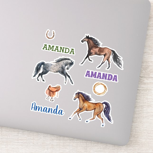 Watercolor Horse Lover Name Personalized Set (Detail)