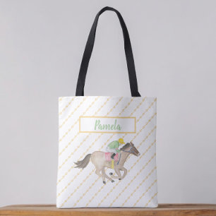 Watercolor Horse Race Jockey Personalized  Tote Bag
