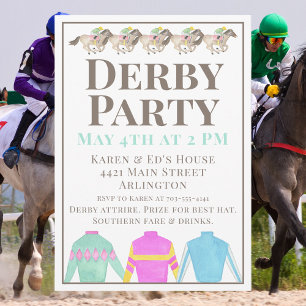 Watercolor Horse Racing Derby Party Design Invitation