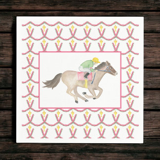 Watercolor Horse Racing Derby Party Napkin