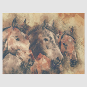Watercolor Horses Decoupage Tissue Paper