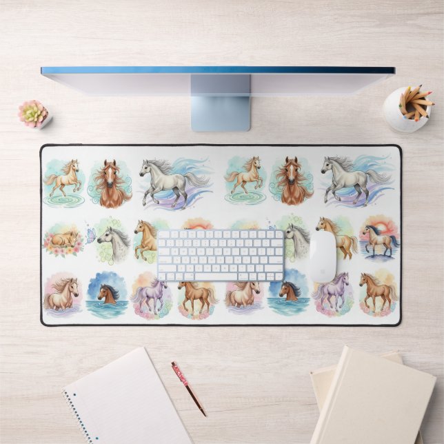 Watercolor Horses  Desk Mat (Office 1)