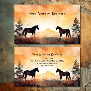 Watercolor Horses in Field   Beautiful Horse Business Card