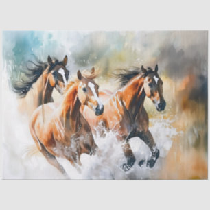Watercolor Horses running Decoupage Tissue Paper