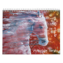 Watercolor Horses Wall Calendar 2026
