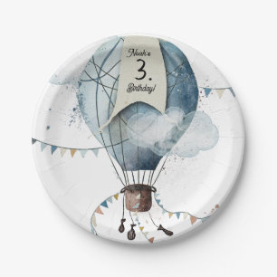 Watercolor Hot Air Ballon // Kid’s Birthday Paper Plate