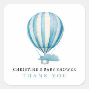 Watercolor Hot Air Balloon Baby Shower Thank You Square Sticker