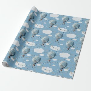 Watercolor Hot Air Balloon Blue // Wrapping Paper