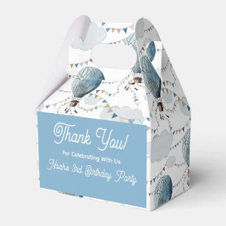 Watercolor Hot Air Balloon White //  Favor Box