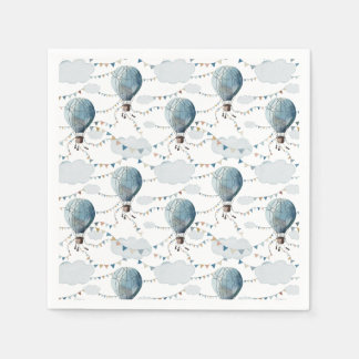 Watercolor Hot Air Balloon White // Kid’s Birthday Napkin