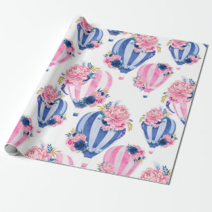 Watercolor Hot Air Balloon Wrapping Paper Roll