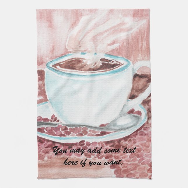 Watercolor Hot Coffee Towel (Vertical)