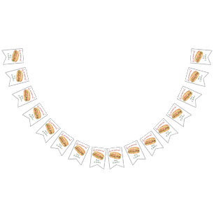 Watercolor Hot Dog Kids Birthday Bunting Flags